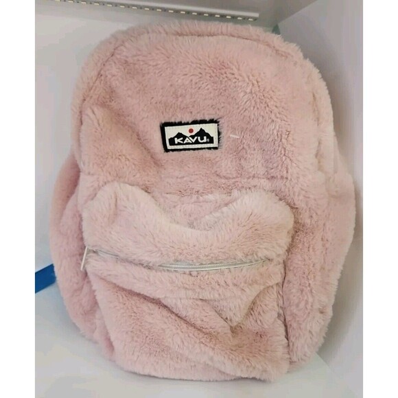 KAVU Fuzz Cub Pink Fuzzy Backpack - Picture 1 of 8